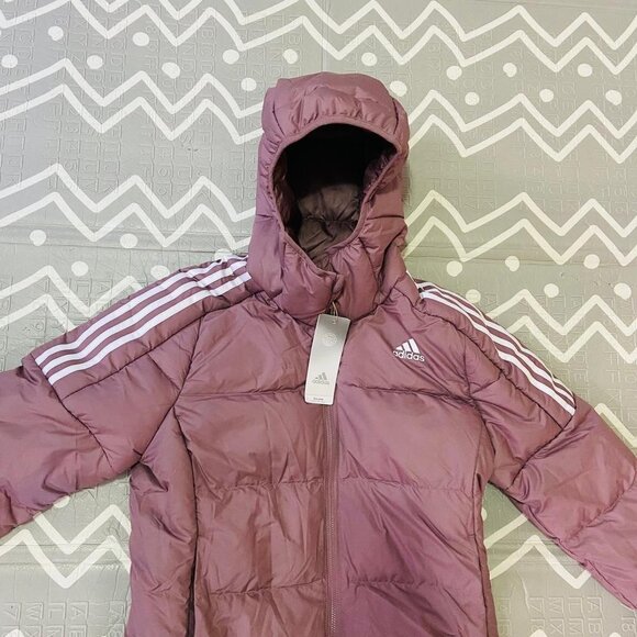 Adidas running training pink thick winter snow puffer jacket coat bomber - Picture 2 of 7